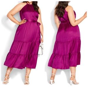 City Chic Magenta Halter Lady Maxi Dress